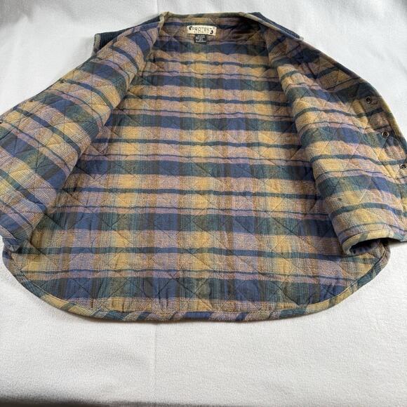 Protest Clothing Corduroy Quilted Vest Blue Plaid Flannel Lined 100% Cotton XL - Picture 9 of 14